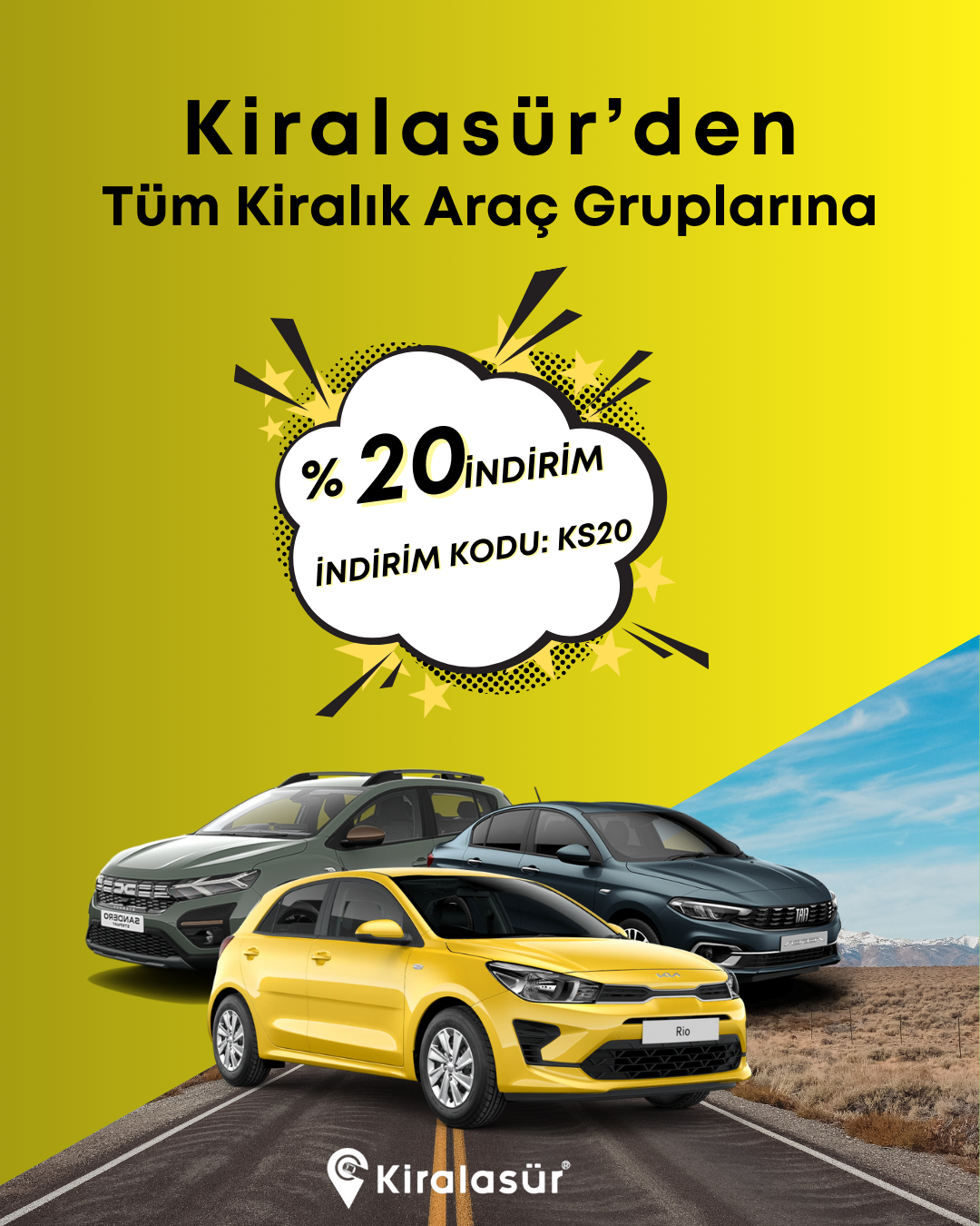 Kiralasür’den tüm kiralık araç gruplarına %20 indirim!